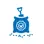 a blue bag with a shovel and a check mark