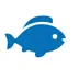 an icon of blue color simple fish.