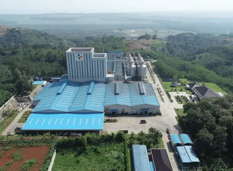 Ariel view of a animal feed mill located in Indonesia