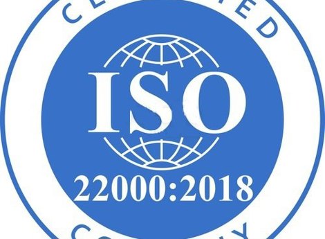 An icon of ISO certification in blue color