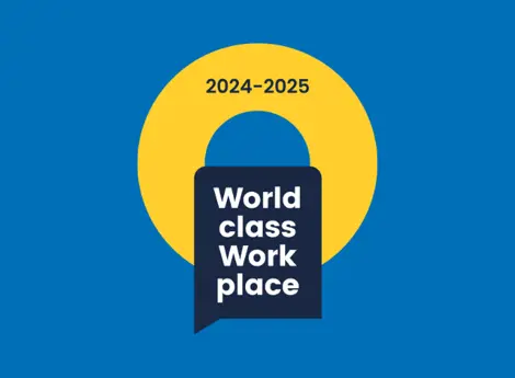 a logo mentioned "World Class Work Place" recognition